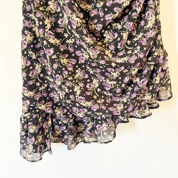 ASTR THE LABEL PURPLE FLORAL OFF THE SHOULDER ASYMMETRICAL DRESS M - Picture 5 of 10